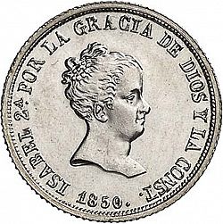 Large Obverse for 2 Reales 1850 coin