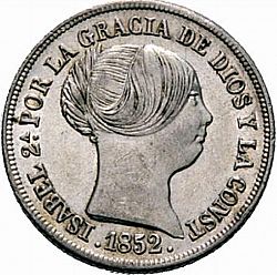 Large Obverse for 2 Reales 1852 coin