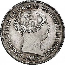 Large Obverse for 2 Reales 1853 coin