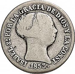 Large Obverse for 2 Reales 1853 coin