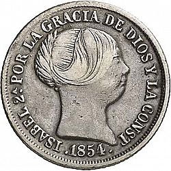 Large Obverse for 2 Reales 1854 coin