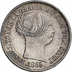 Large Obverse for 2 Reales 1855 coin