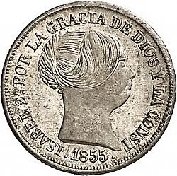 Large Obverse for 2 Reales 1855 coin
