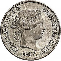Large Obverse for 2 Reales 1857 coin