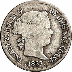 Large Obverse for 2 Reales 1857 coin