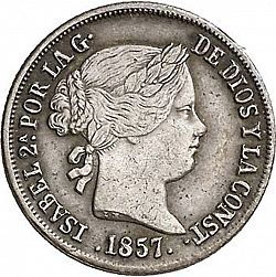 Large Obverse for 2 Reales 1857 coin