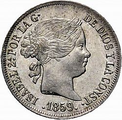 Large Obverse for 2 Reales 1859 coin