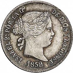 Large Obverse for 2 Reales 1859 coin
