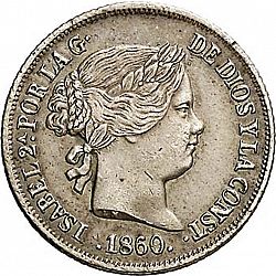 Large Obverse for 2 Reales 1860 coin