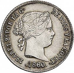 Large Obverse for 2 Reales 1860 coin