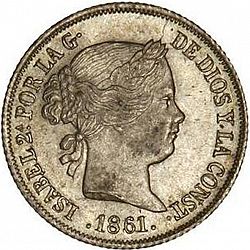 Large Obverse for 2 Reales 1861 coin