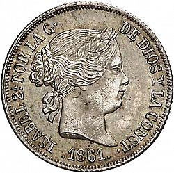 Large Obverse for 2 Reales 1861 coin