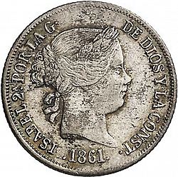 Large Obverse for 2 Reales 1861 coin