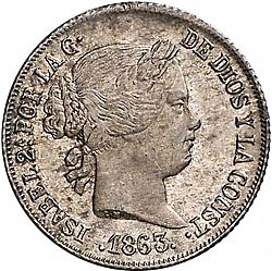 Large Obverse for 2 Reales 1863 coin