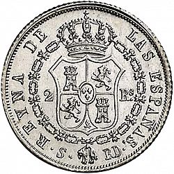 Large Reverse for 2 Reales 1850 coin