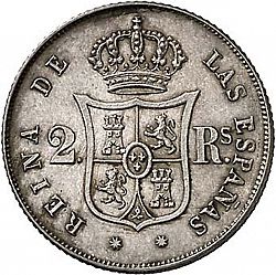 Large Reverse for 2 Reales 1853 coin