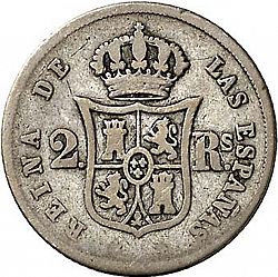 Large Reverse for 2 Reales 1853 coin