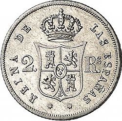 Large Reverse for 2 Reales 1853 coin