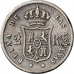 Large Reverse for 2 Reales 1854 coin