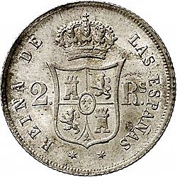 Large Reverse for 2 Reales 1855 coin