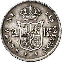 Large Reverse for 2 Reales 1857 coin