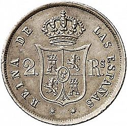 Large Reverse for 2 Reales 1860 coin