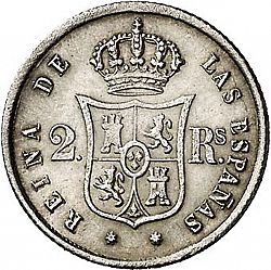 Large Reverse for 2 Reales 1860 coin