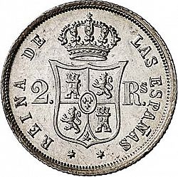 Large Reverse for 2 Reales 1864 coin