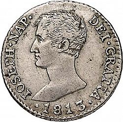 Large Obverse for 2 Reales 1813 coin