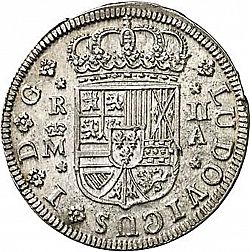 Large Obverse for 2 Reales 1724 coin