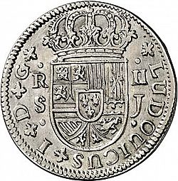 Large Obverse for 2 Reales 1724 coin