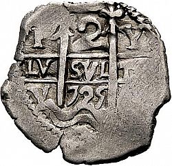 Large Obverse for 2 Reales 1725 coin