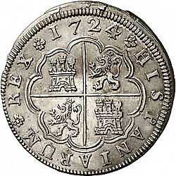 Large Reverse for 2 Reales 1724 coin