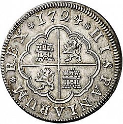 Large Reverse for 2 Reales 1724 coin