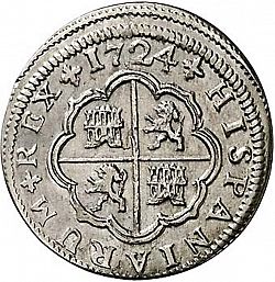 Large Reverse for 2 Reales 1724 coin