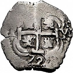 Large Reverse for 2 Reales 1725 coin