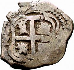 Large Reverse for 2 Reales 1727 coin