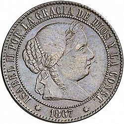Large Obverse for 2 ½ Céntimos Escudo 1867 coin