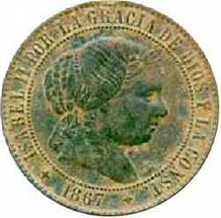 Large Obverse for 2 ½ Céntimos Escudo 1867 coin