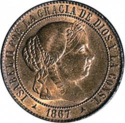 Large Obverse for 2 ½ Céntimos Escudo 1867 coin