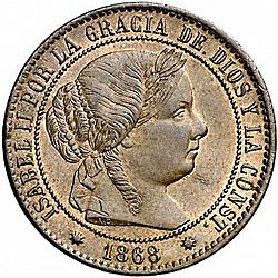 Large Obverse for 2 ½ Céntimos Escudo 1868 coin