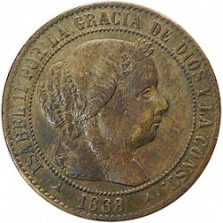 Large Obverse for 2 ½ Céntimos Escudo 1868 coin