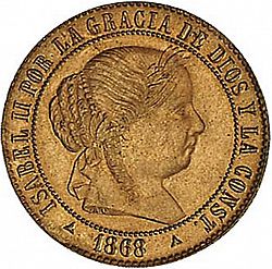 Large Obverse for 2 ½ Céntimos Escudo 1868 coin