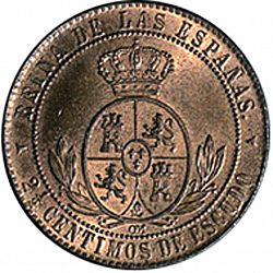 Large Reverse for 2 ½ Céntimos Escudo 1867 coin