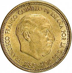 Large Obverse for 2,50 Pesetas 1953 coin