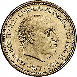 Large Obverse for 2,50 Pesetas 1953 coin