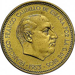 Large Obverse for 2,50 Pesetas 1953 coin