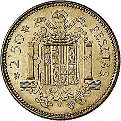 Large Reverse for 2,50 Pesetas 1953 coin