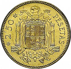 Large Reverse for 2,50 Pesetas 1953 coin