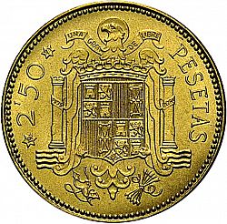 Large Reverse for 2,50 Pesetas 1953 coin